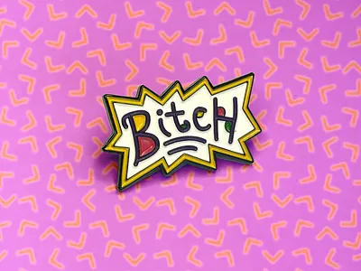 Nostalgic 90's Bitch Pin 90s doodle enamel enamel pin illustration nostalgia pin retro