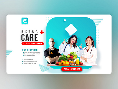 Extra Care Banner banner banner ad banner ads banner design branding design branding designer design doctor app medical app medical care medical design modern design poster poster design trending trendy ui