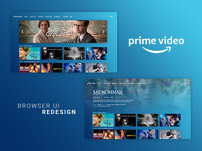 Amazon Prime Video Redesign amazon branding browser design prime streaming typography ui ux vector video streaming