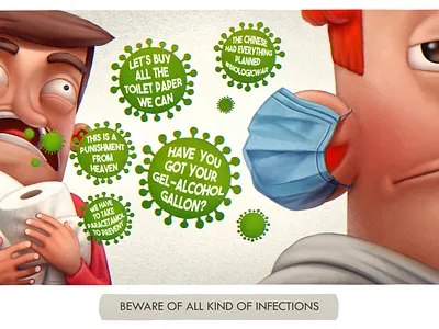 Beware of all kind of infections - COrona-illustration series animation coronavirus facemask illustration