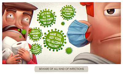 Beware of all kind of infections - COrona-illustration series animation coronavirus facemask illustration