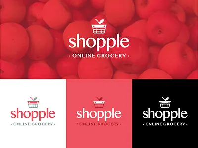 Shopple Online Grocery Logo apple branding dribbbleweeklywarmup food fruit grocery logo online store