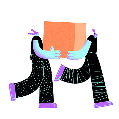 1 box 2 boxes 3 boxes box character digital girls illustration ilustración ilustración digital personajes teamwork textura texture vector