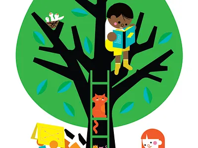 kid, cats and trees animals bird books cat children cute happy nature reading tree