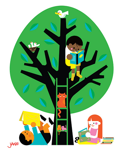 kid, cats and trees animals bird books cat children cute happy nature reading tree