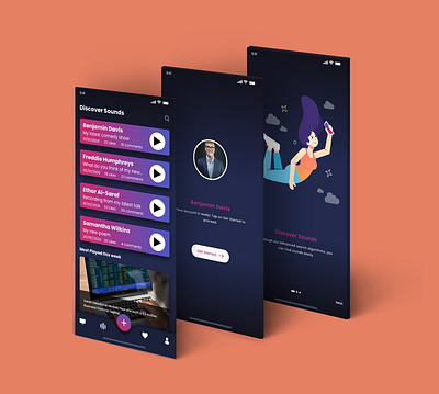 SoundBite - Audio Social Media App app app design branding design illustration mobile mobile app mobile application mobile ui social media ui ux