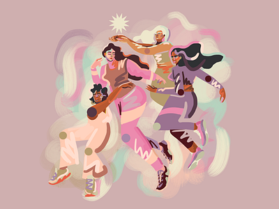 reunion brush strokes digital painting illustration women