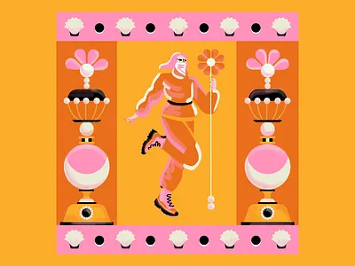 warrior 2 digital painting fashion flower illustration women