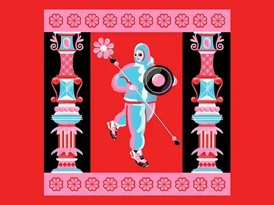 warrior 1 digital painting fashion flower illustration women