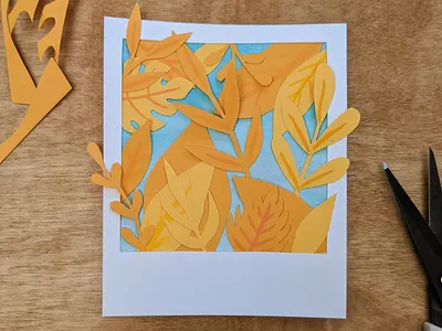 Paper Polaroid: Yellow floral art handmade nature paper paper art paper craft papercut