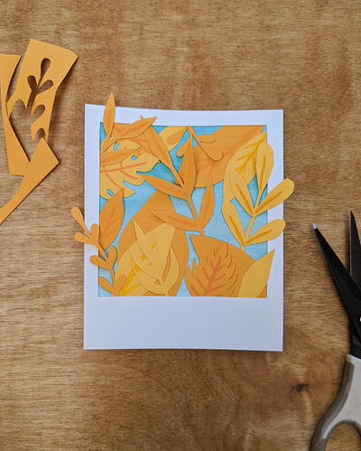 Paper Polaroid: Yellow floral art handmade nature paper paper art paper craft papercut