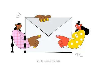 Invite some friends app character email friends illustration illustrator invitation invite join mail message minimal send user vector