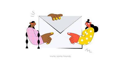 Invite some friends app character email friends illustration illustrator invitation invite join mail message minimal send user vector