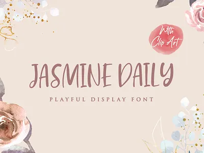 Jasmine Daily - Playful Display Font calligraphy display elegant feminime handdrawn handlettering handwritten ligature logotype lovely modern playful stylish sweet whimsical