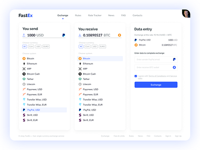 Exchange Service app bitcoin crypto cryptocurrency design exchanger money money bag money transfer paypal product design ui ux web