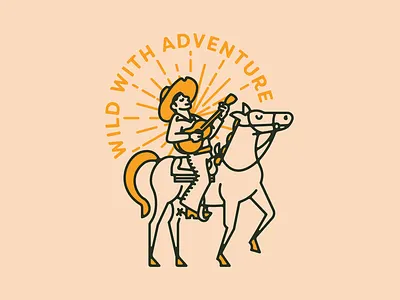 Wild With Adventure cowboy desert guitar horse identity illustration logo minimal old west southwest vector