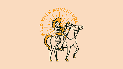 Wild With Adventure cowboy desert guitar horse identity illustration logo minimal old west southwest vector