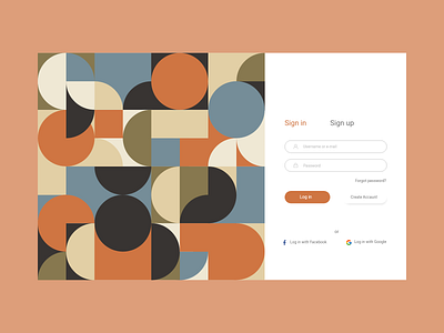 Sign in Page UI account app color illustraion login register shape sign in sign up signin signup