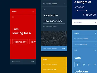 Haven Rental App - Onboarding Screens app application flat interface minimal modern onboarding simple ui userinterface ux
