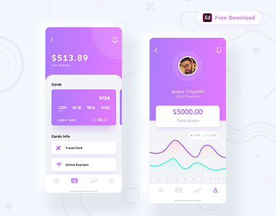 Daily UI Challenge 061/100 - Financial app design - Freebie 100uichallenge adobe xd ankur tripathi app design daily 100 challenge dailychallenge dailyuichallenge finance app financial financial app free download freebie uidesign uidesigns