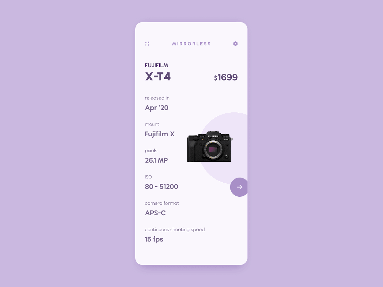 Camera App Animation + 1 Dribbble Invitation! animated animation app blue camera camera app design invitation mirrorless purple ui uidesign