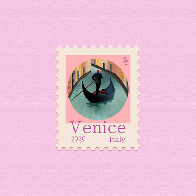 14 - Venice, Italy - Post Stamp art artwork design icon illustration illustration art illustrations illustrator italy stamp stamp design venice