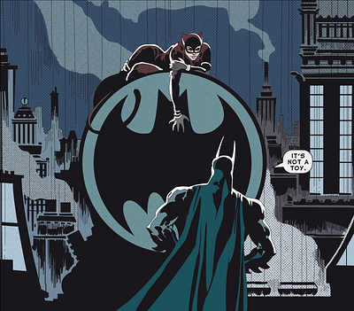 Batman & Catwoman vector illustration batman batsignal catwoman comics dc comics gotham illustration night poster