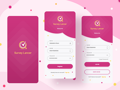 Survey Lancer App Sign in / Sign up UI 2020 trend account andriod app app design application ios log in login login page mobile app register sign up signup signup page survey ui