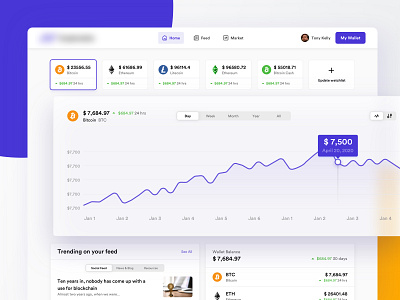 Cryptocurrency | Cross platform app interface bitcoin blockchain charts clean cryptocurrency dashboard design ethereum exchange fintech flat graphs minimal modern trade trading ui ux wallet watchlist