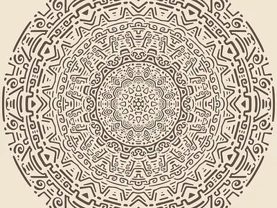 Radial Pattern #3 ancient concentric doodle flat illustration kaleidoscope mayan minimal pattern radial tribal vector