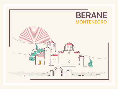 Berane building church illustrator lineart monastery montenegro vector