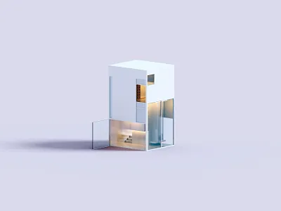 Forms 3d architecture house illustration voxel