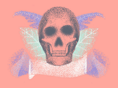 Grainy skull. art coolors dark flowers grains illustration leaves pink procreate purple rose rose sketch skull stippling brush