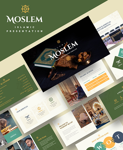 MOSLEM – Islamic Powerpoint Template branding islamic islamic calligraphy powerpoint template presentation user interface