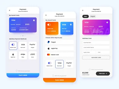 Payment Screens adobe xd app app design branding design ui design ux design vector web design