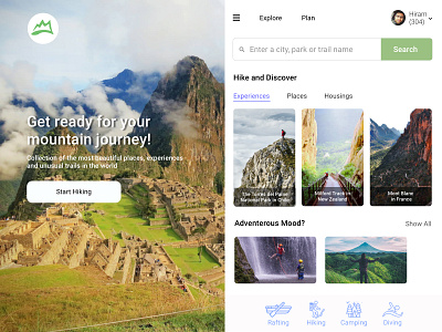 Hiking App Website Design Concept appdesign appdesigner appideas barskydesign design designer designforhire explore hiking landingpage marketing outdoor advertising uidesign ux uxresearch webdesign