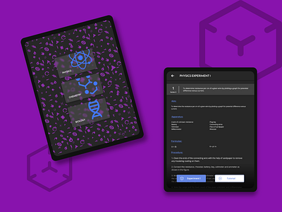 AR Science Labs adobexd ar augmented reality biology blue chemistry client work design experiments freelance illustration inkscape ipad labs physics purple science science lab tablet vector