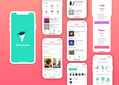 EducateYou - An E-learning Platform adobe xd app education app logo ui