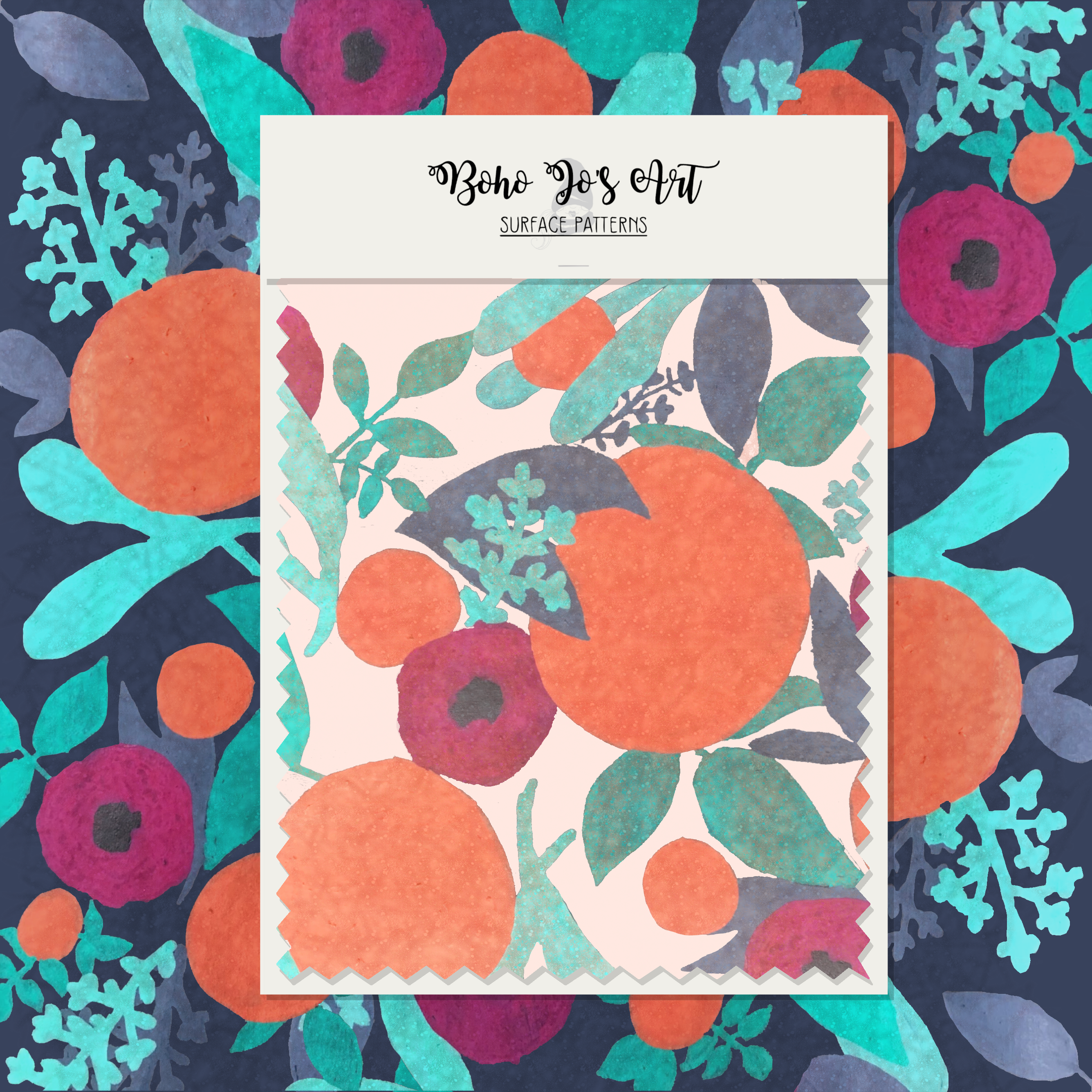 Costal Citrus design gouache handpainted high resolution illustration pattern design repeat pattern seamless pattern