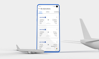 Google Trips airplane app blue card design flight google google design inspire mobile texture ticket trip ui ux