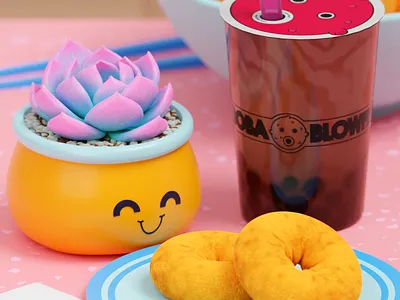 Boba is a way of life 3d blender blender3d blue cinema4d color gradient illustration light lowpoly