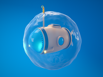 Submarine 3d blender bubble octane sea submarine