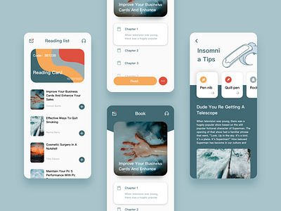 Listen and read novels application app design illustration illustrator ui ux vector