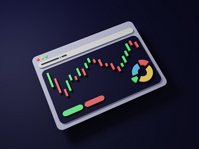 Stocks Trading 3D UI Concept 3d 3dart 3drender blender blender3d blendercycles chart cycles lowpoly market render shadow simple stocks trade ui uidesign webapp website websites