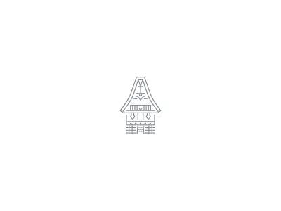 Landmark Illustration - Tongkonan at South Sulawesi building google design house icon illustration indonesia landmark line art outline icon vector illustration