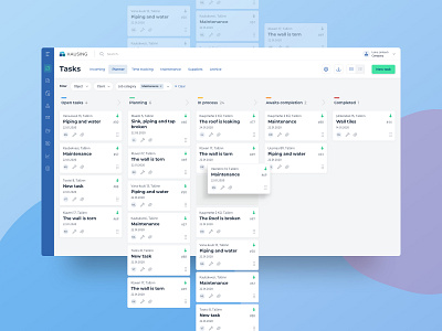 Hausing - Management tool for property owners and managers hausing leino limbach maintenance management manager pipeline planning platform product product design property task tasks ui ux web web app webdesign website