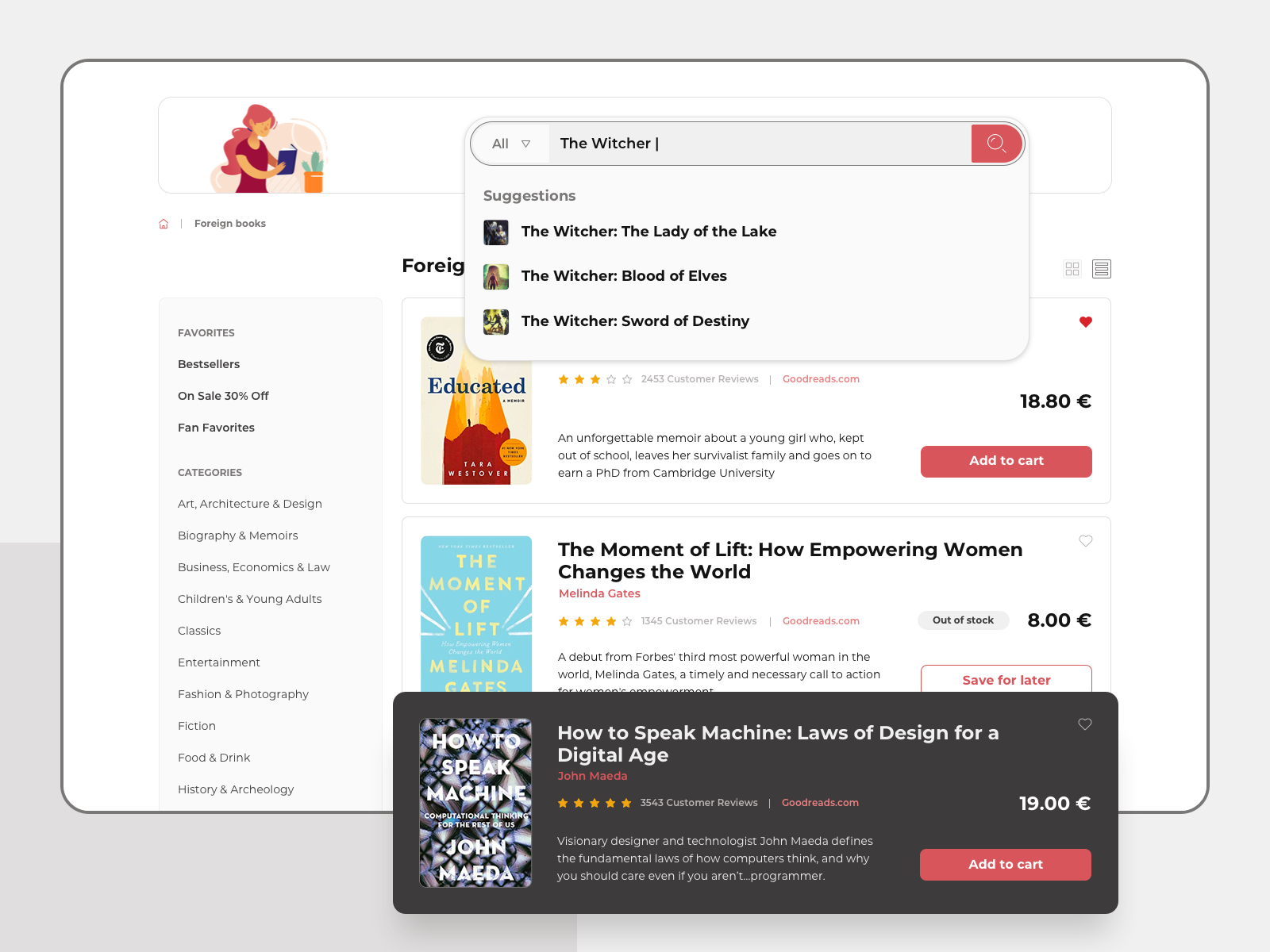 Book Store - Category & Search by Shpetim Ujkani on Dribbble