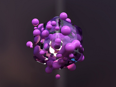 Bubble Cube 3d 3d art abstact blender bubbles c4d clean concept cube cycles glitch glitch art illustration metaball metaballs particle particles render rendering violet