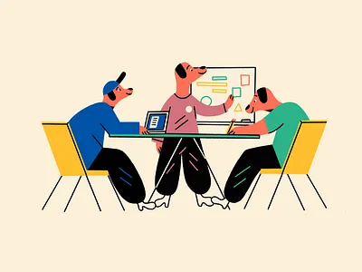 UXnimals app character character design class classroom dog flat illustration school teach texture ux ux design wireframes