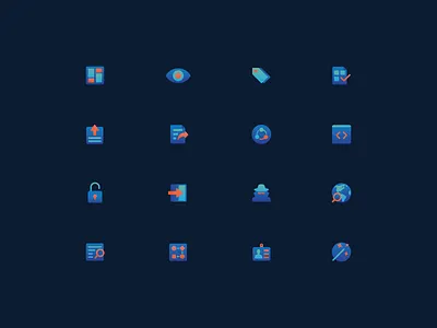 Aramis - Iconography blockchain blue green icons iconset software tech